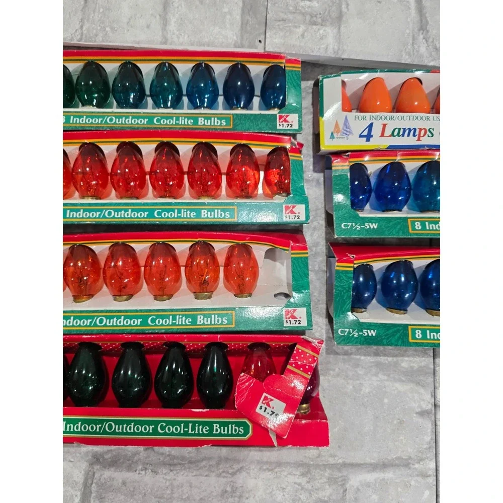 52 Colored C7 1/2 5 Watt Outdoor Cool-Lite Bulbs Vintage untested Christmas